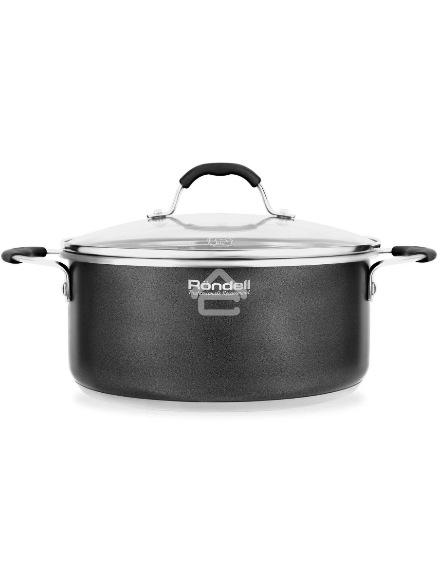 Кастрюля Rondell Stern RDS-019, 4.7л, 24см, с крышкой, серый