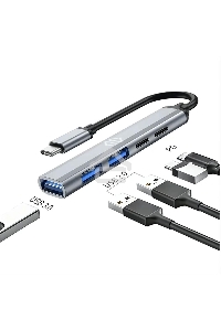 Разветвитель USB-C Digma DHUB-5USB-AC-3.0 5порт. черный