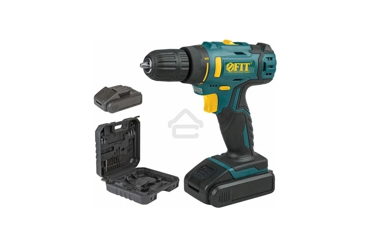 Дрель-шуруповерт аккумуляторная Fit 80189, Аккумуляторная, 18В, 2 АКБ, Кейс