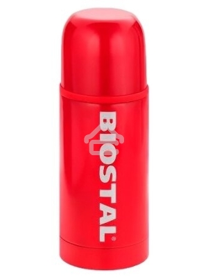 Термос Biostal NB-350 C-R 0,35 л., узкое горло, с кноп. цв.красный