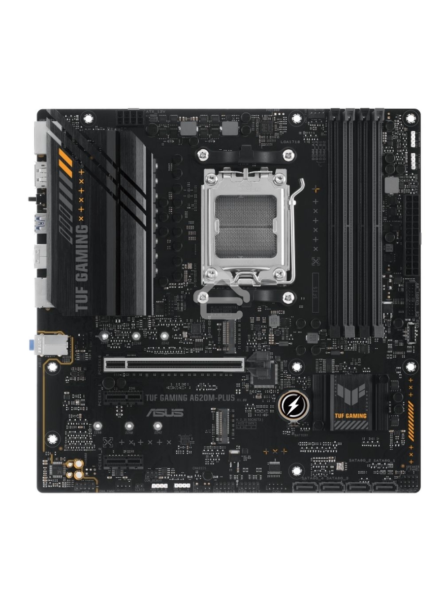 Материнская плата ASUS TUF GAMING A620M-PLUS, AM5, AMD A620, 4xDDR5, 4xSATA, 2xM.2, 1xPCI-E 4.0 x16, 2xPCI-E x1, 2xDP, 1xHDMI, 1x 2.5Gb LAN, 2xUSB-A 3.2 Gen 1, 4xUSB-A 2.0, 3x3.5 мм, 7.1, Micro-ATX