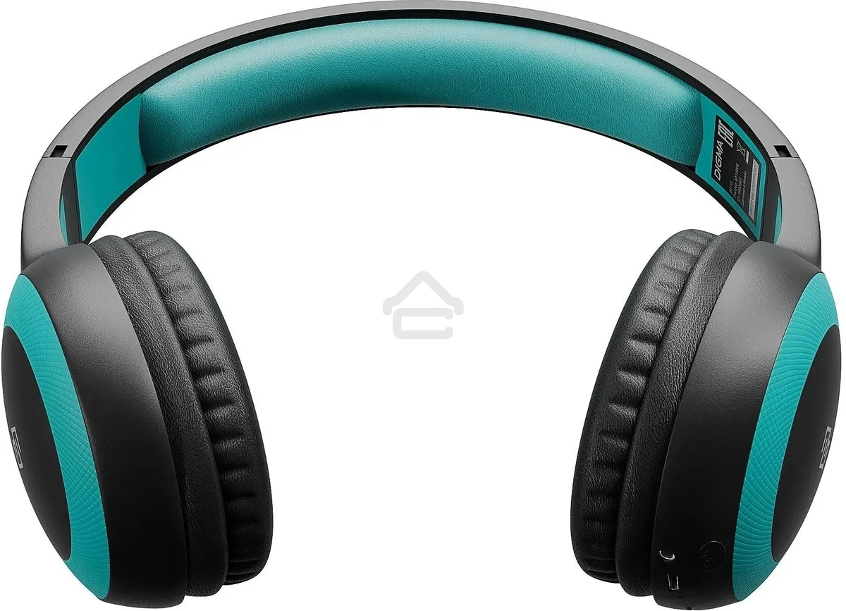 Гарнитура накладные Digma BT-15 черный/голубой беспроводные bluetooth оголовье