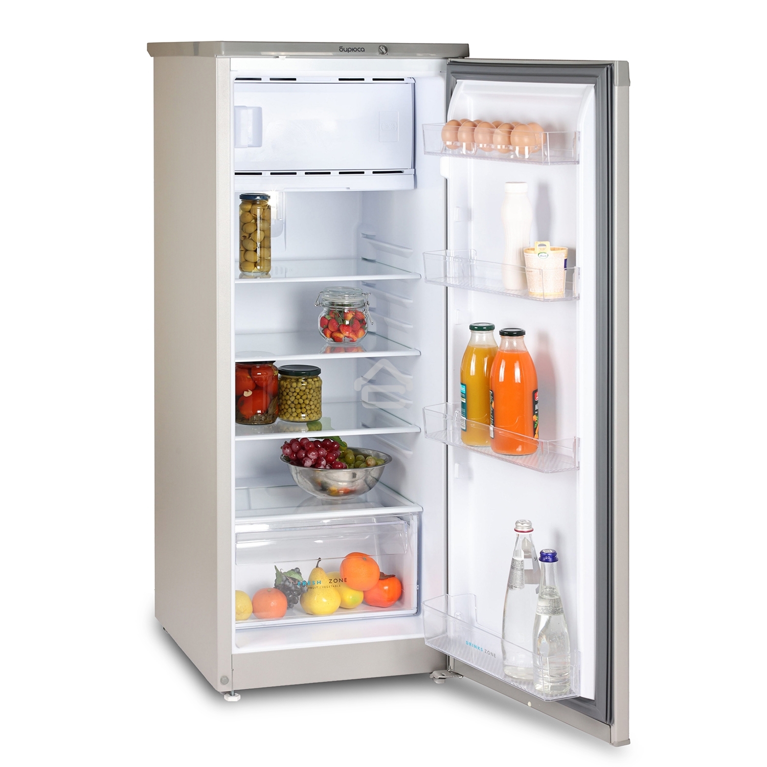 Холодильник Бирюса M410 металлик однокамерный 153/27л морозилка сверху