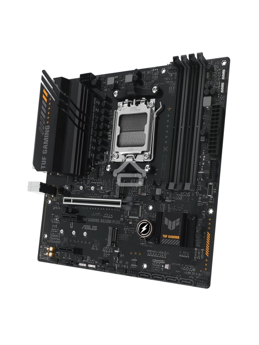 Материнская плата ASUS TUF GAMING A620M-PLUS, AM5, AMD A620, 4xDDR5, 4xSATA, 2xM.2, 1xPCI-E 4.0 x16, 2xPCI-E x1, 2xDP, 1xHDMI, 1x 2.5Gb LAN, 2xUSB-A 3.2 Gen 1, 4xUSB-A 2.0, 3x3.5 мм, 7.1, Micro-ATX