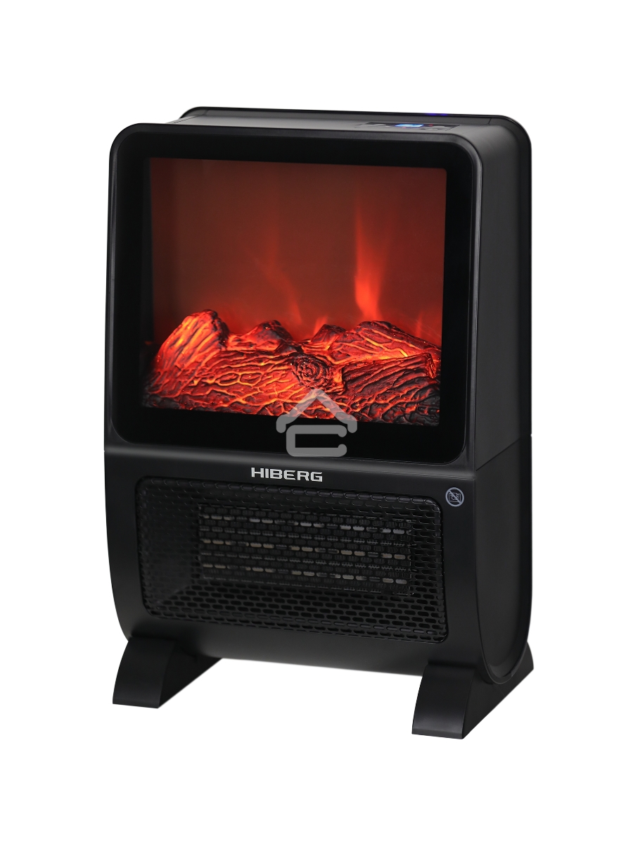 Тепловентилятор HIBERG TSF 3000 B, черный, 2000 Вт, 30 м2, с 3D - камином