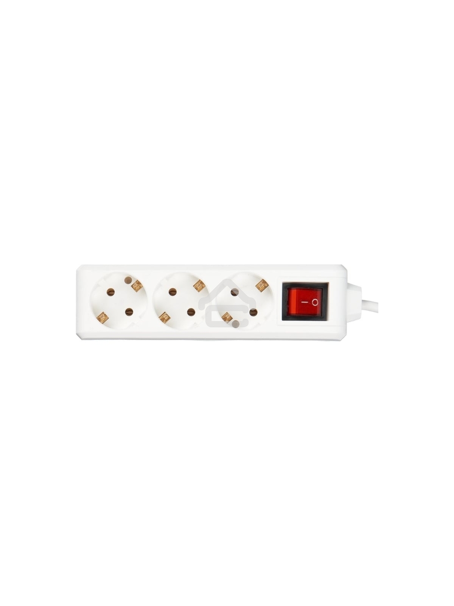 Сетевой удлинитель IEK У03К, выкл. 3 места, 2 Р + P Е / 5 метров, 3х1мм2, 16А/250, белый
