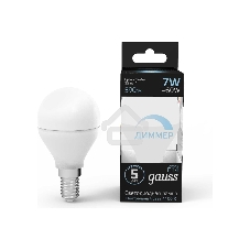 Лампа светодиодная Gauss Led Globe-dim E14 7Вт 4100К диммируемая