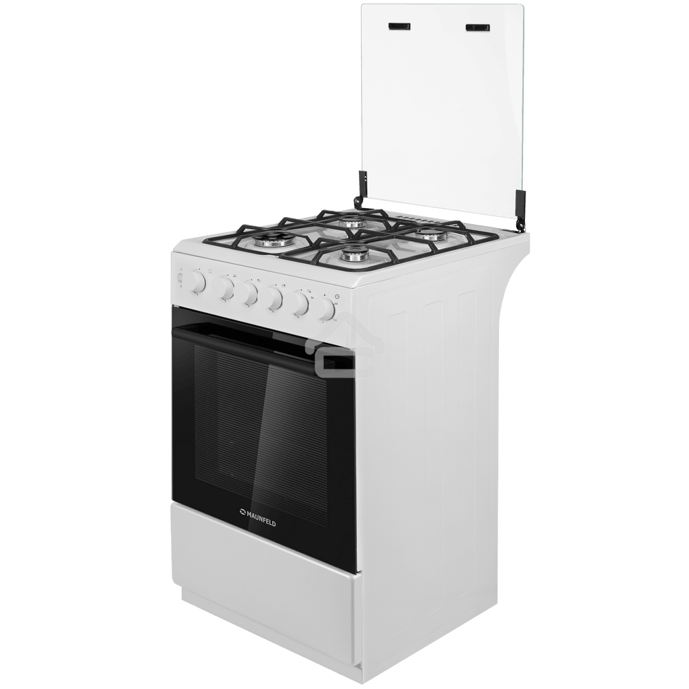 Плита газовая Maunfeld MGC50GCW08D белый, конфорок 4 шт, духовка 59 л, 50 см x 89 см x 65 см