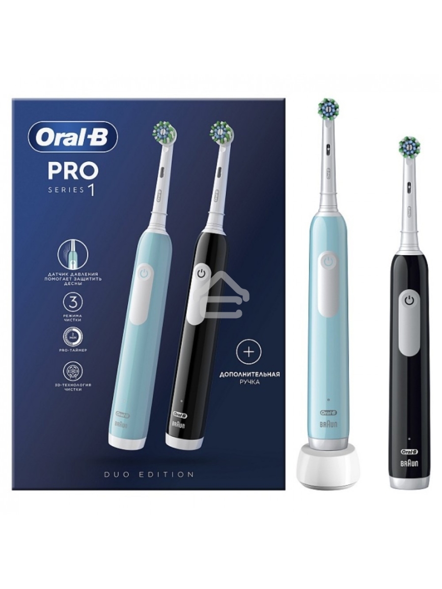 Набор электрических зубных щеток Oral-B Pro Series 1 бирюзовый/черный