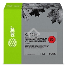 Картридж струйный Cactus CS-PG50 черный (18 мл) для Canon Pixma MP150/MP160/MP170/MP180/MP450/MP460/iP2200/MX300/MX310/JX200/JX210/JX210p/JX500/JX510/JX510P