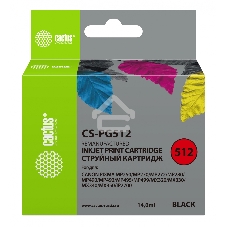 Картридж струйный Cactus CS-PG512 черный (14 мл) для Canon Pixma iP2700/MP240/MP250/MP260/MP270/MP272/MP280/MP480/MP490/MP492/MP495/MX320/MX330/MX340/MX350