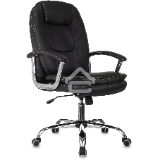 Кресло руководителя Бюрократ CH-868SL черный, эко.кожа, крестов. металл хром