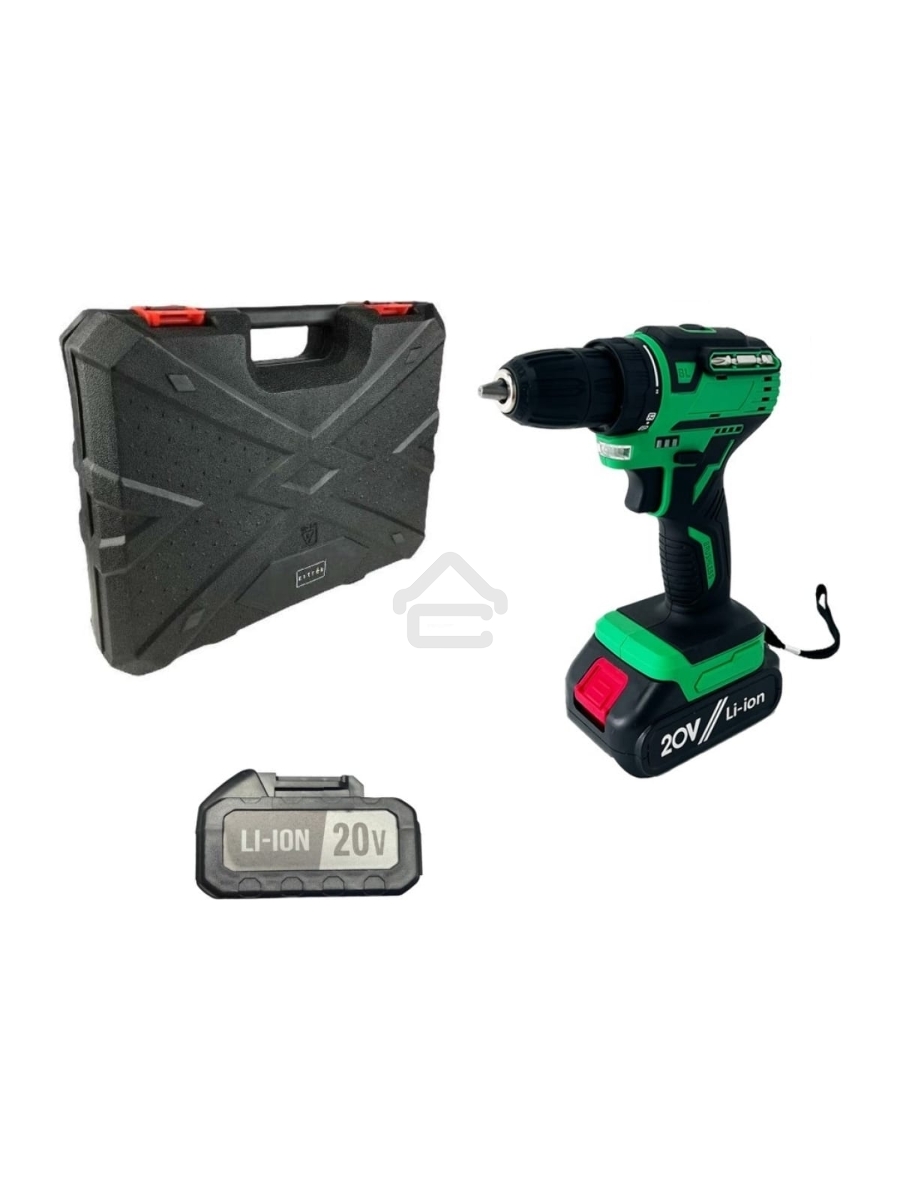 Дрель-шуруповерт Zitrek Greenpower 20 Pro 063-4061, Аккумуляторная, 20В, 2 АКБ, Кейс