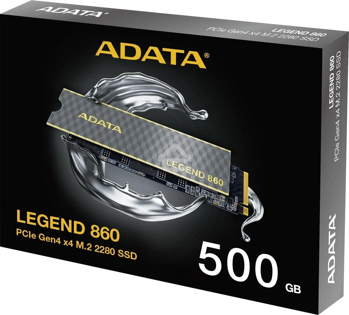Накопитель SSD ADATA LEGEND 860, 500Gb, PCIe 4.0 x4, M.2 2280, NVMe, R/W 5000/3000, с радиатором