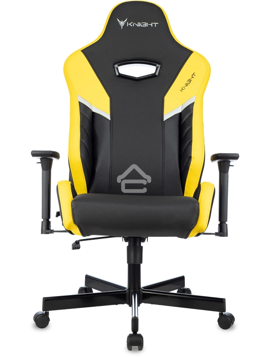 Кресло игровое Knight Thunder 5X черный/желтый эко.кожа крестов. металл