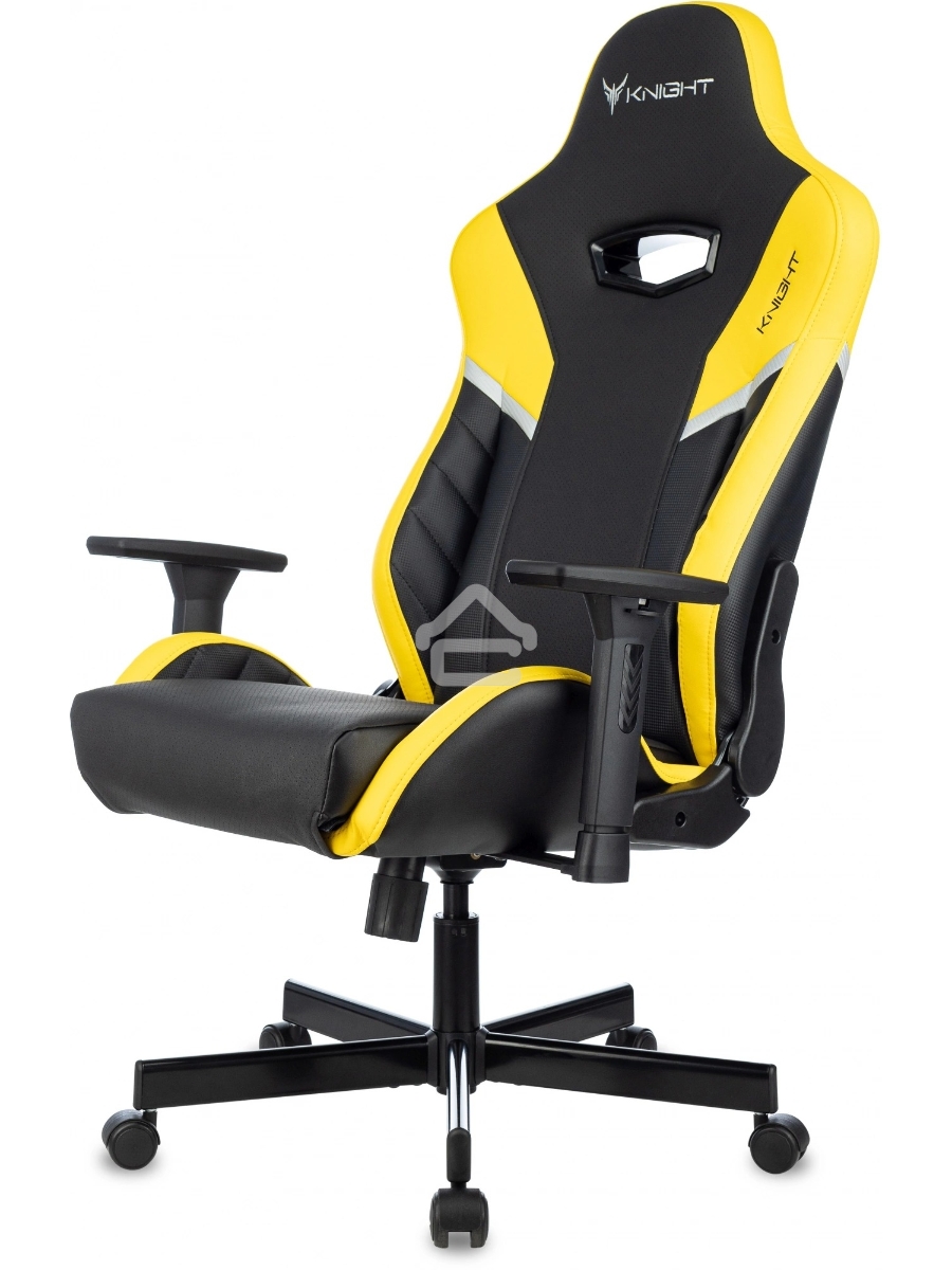 Кресло игровое Knight Thunder 5X черный/желтый эко.кожа крестов. металл