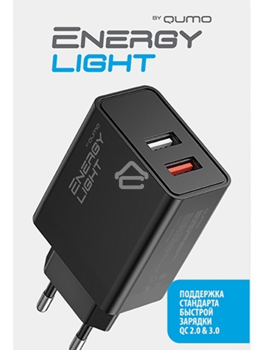 Сетевое зарядное устройство Qumo Energy light (Charger 0054) 18W, 2USB (USB 2.4A + QC3.0)