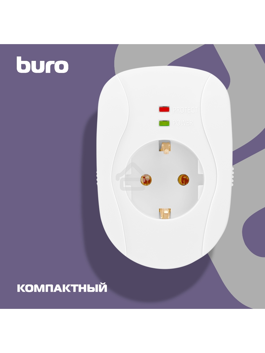Сетевой фильтр Buro 100SH-Plus-W (1 розетка) белый (коробка)