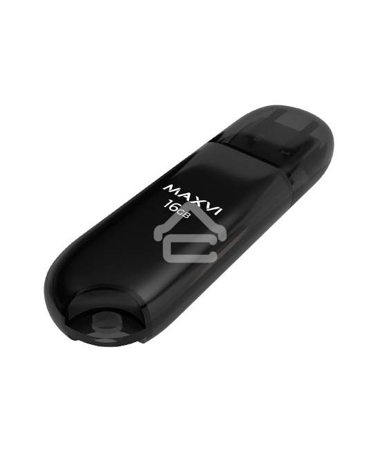 Флешка USB R/W Maxvi P1 16GB USB 2.0 black, монолит с колпачком, ABS пластик