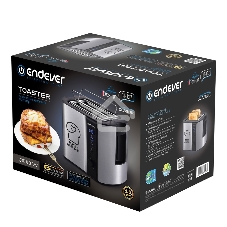 Тостер электрический ENDEVER Skyline ST-127, мощность 800 Вт, стальной/черный, 6 реж. поджаривания, 2 отсека для тостов, 4 шт/уп