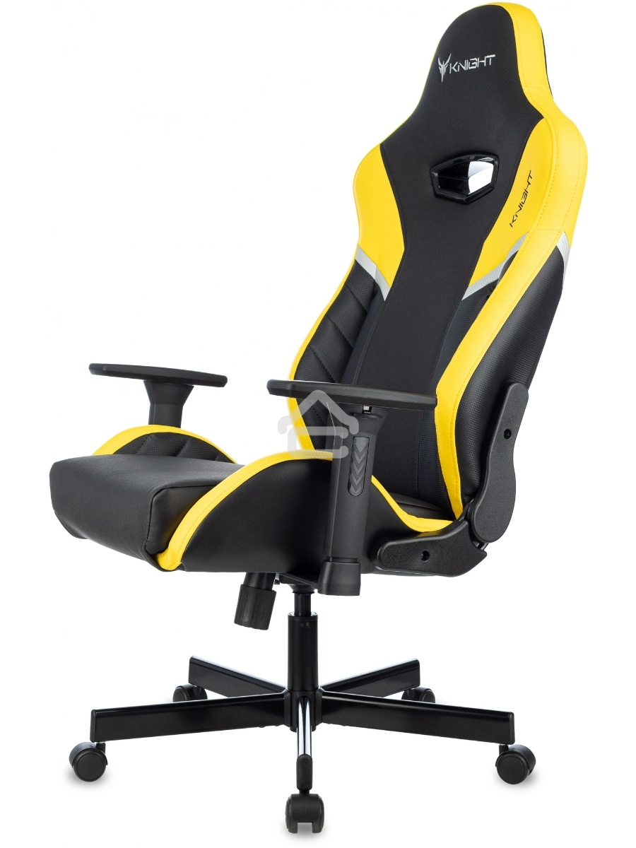 Кресло игровое Knight Thunder 5X черный/желтый эко.кожа крестов. металл
