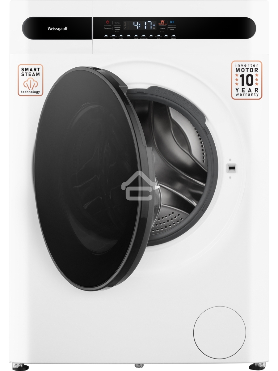 Стирально-сушильная машина Weissgauff WMD 45148 Inverter Steam Белый, загрузка фронтальная 8 кг, 1400 об/мин., класс: А+++