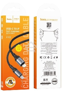 Кабель Hoco X102 Fresh iP USB Type-C (m)-Lightning (m) 1м черный коробка