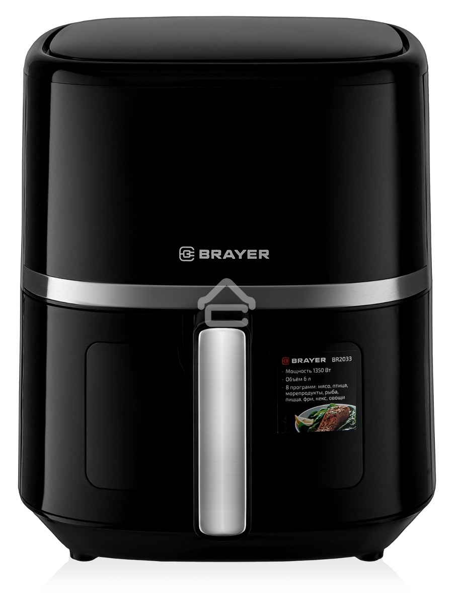 Аэрогриль BRAYER BR2033 чёрный, 1350 Вт, 6 л, упр. - сенсор, программ - 8