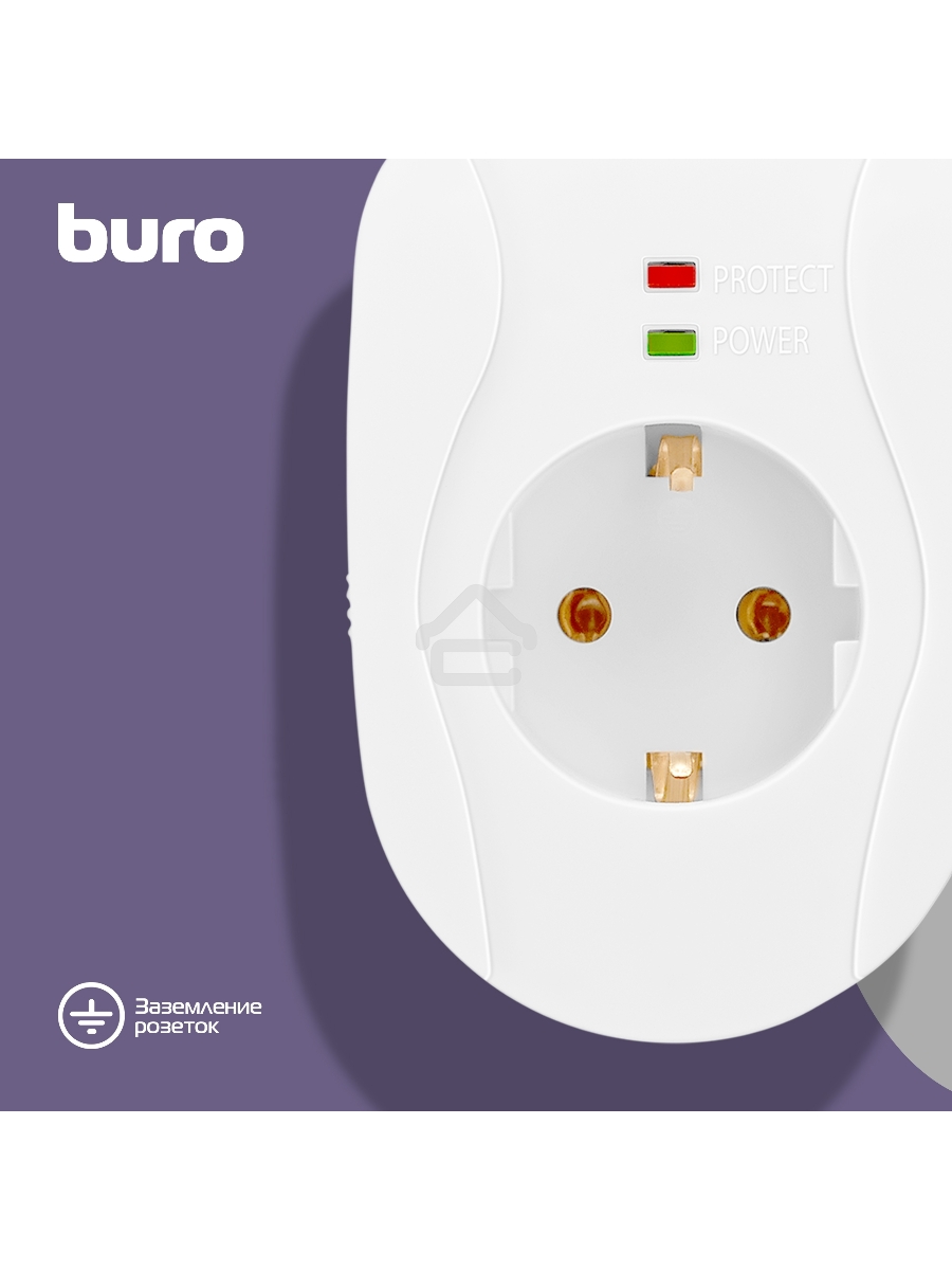 Сетевой фильтр Buro 100SH-Plus-W (1 розетка) белый (коробка)