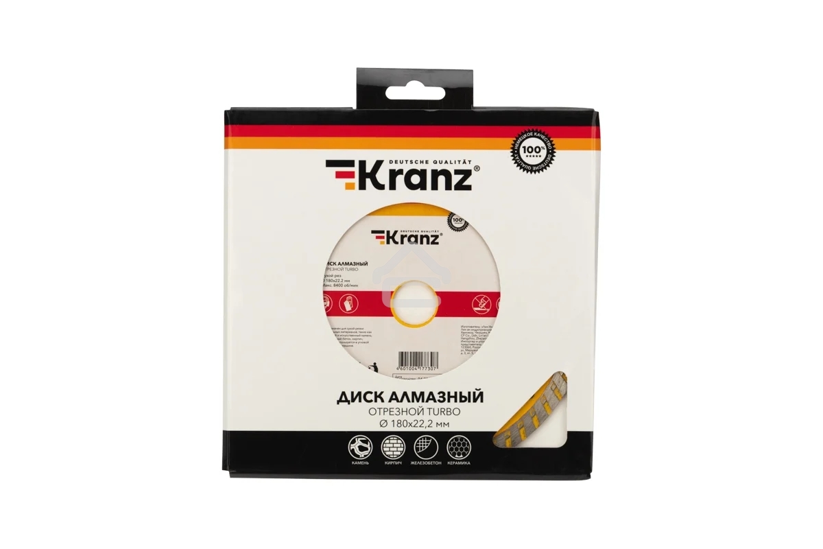 Диск алмазный отрезной Turbo 180x22.2 мм Kranz 