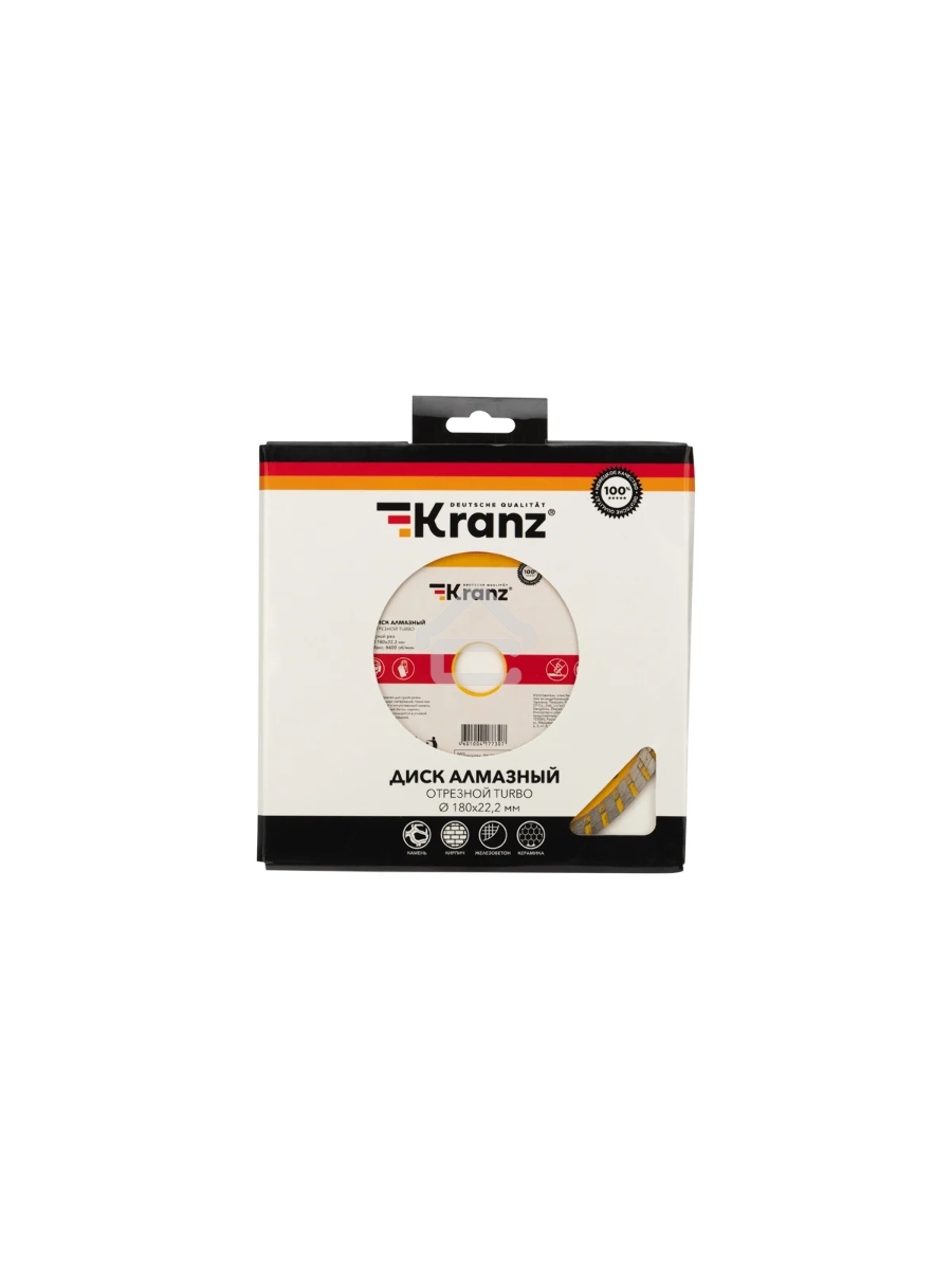 Диск алмазный отрезной Turbo 180x22.2 мм Kranz 