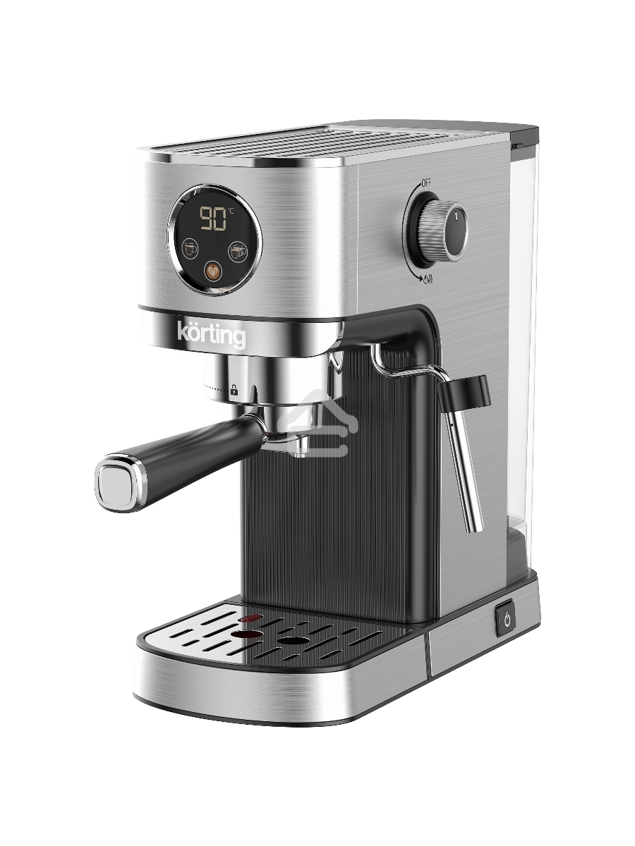 Кофеварка рожковая Korting KCM 1001 EX нержавеющая сталь, молотый, 1.2 л, 1350 Вт, 20 бар
