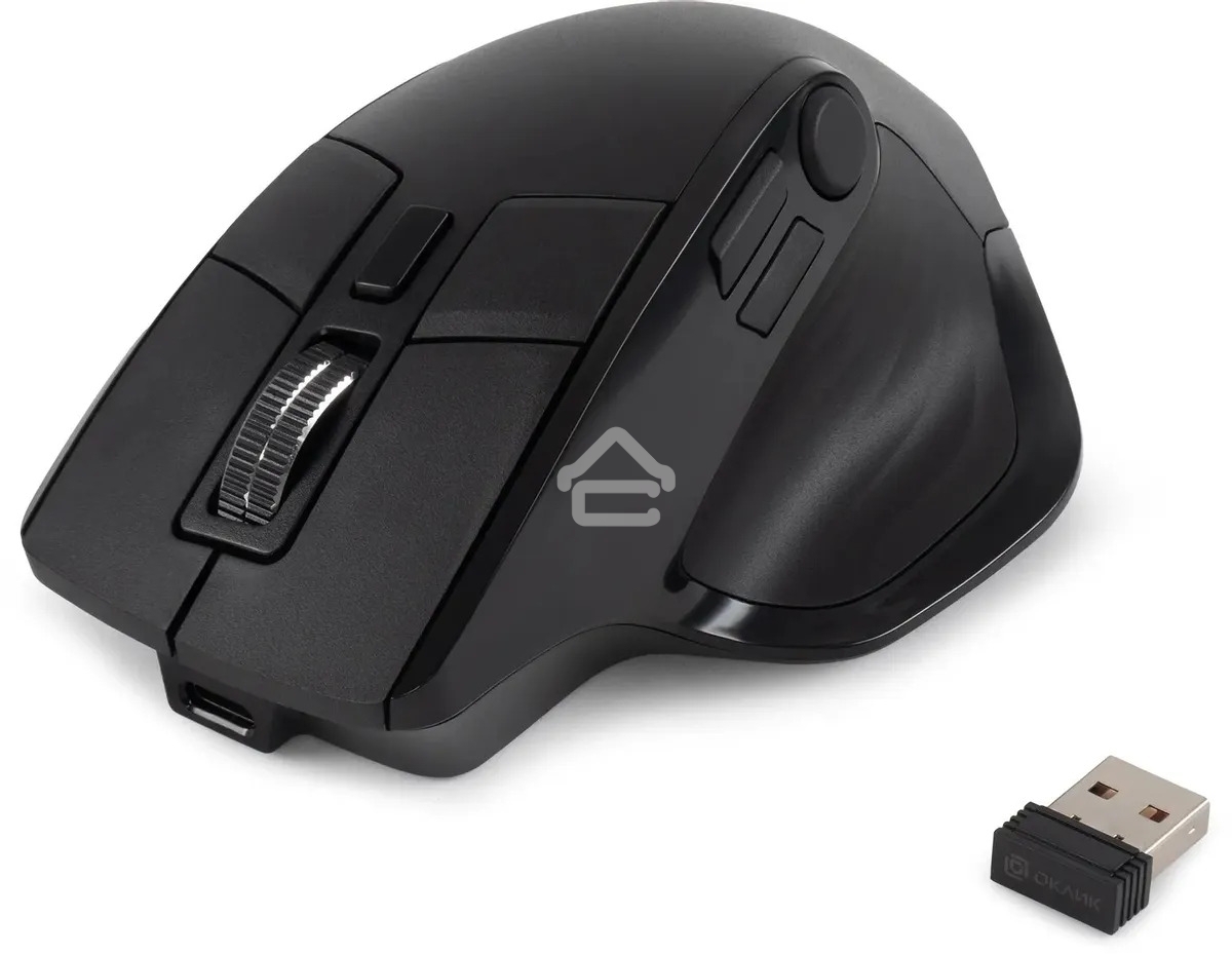 Мышь беспроводная Oklick 502MW черный, 2400 dpi, радиоканал, Bluetooth, USB, кнопки - 9