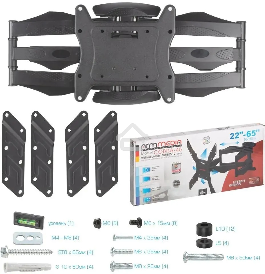 Кронштейн для телевизора Arm media COBRA-45 new черный 4 шт/уп. 22