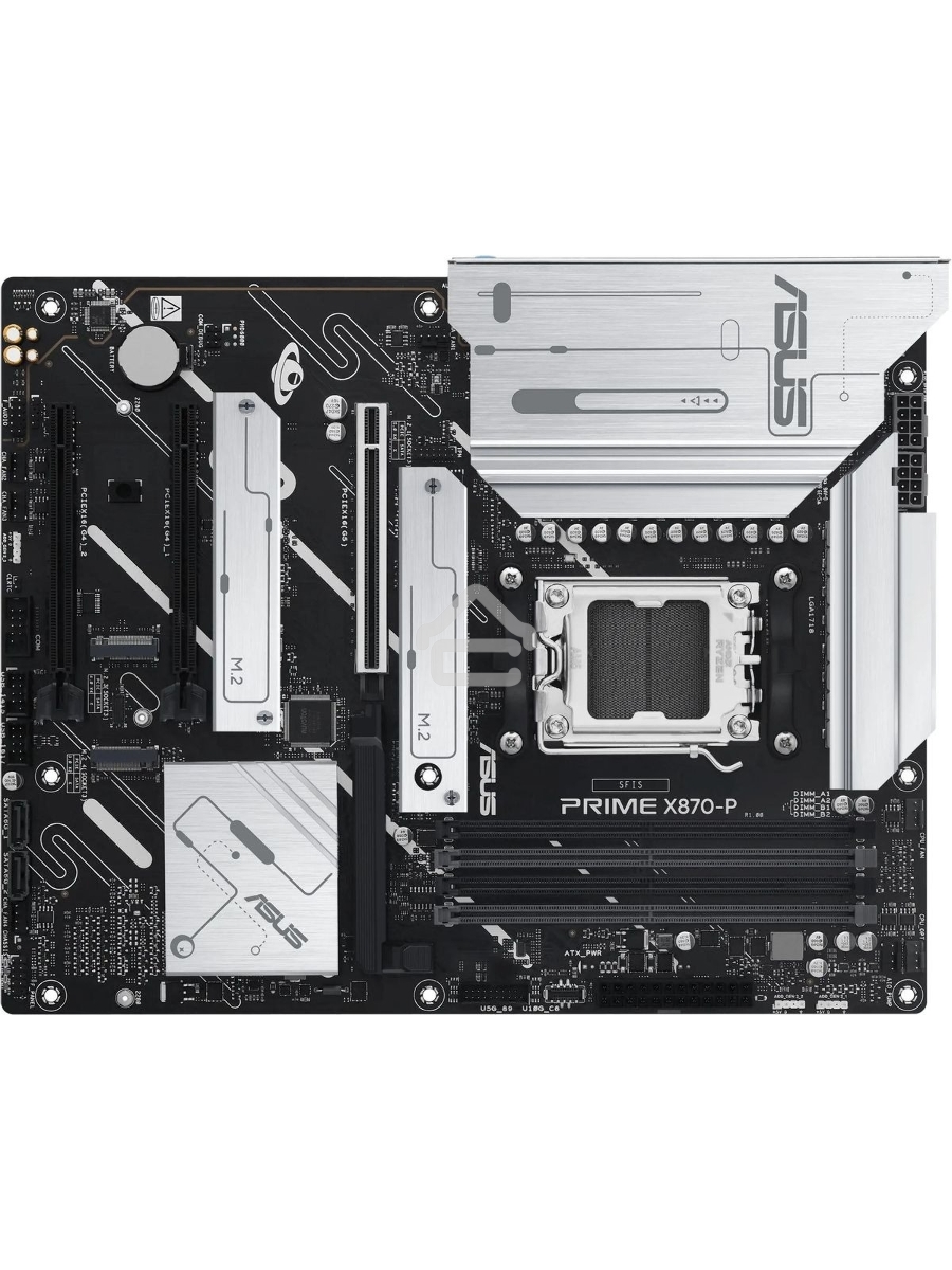 Материнская плата ASUS PRIME X870-P, AM5, AMD X870, 4xDDR5, 2xSATA, 4xM.2, 1xPCIe 5.0 x16, 2xPCIe 4.0 x1, 1xHDMI, 2xUSB-C, 1x 2.5Gb LAN, 4xUSB-A 3.2 Gen 1, 1xUSB-A 3.2 Gen 2, 4xUSB-A 2.0, 3x3.5 мм, 7.1, ATX