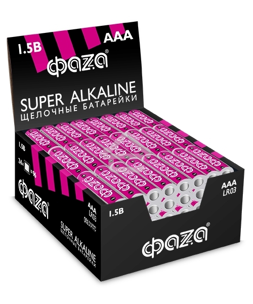 Элемент питания алкалиновый AAA/LR03 1.5В Super Alkaline box-96 display (уп.96шт) ФАZА 2854674