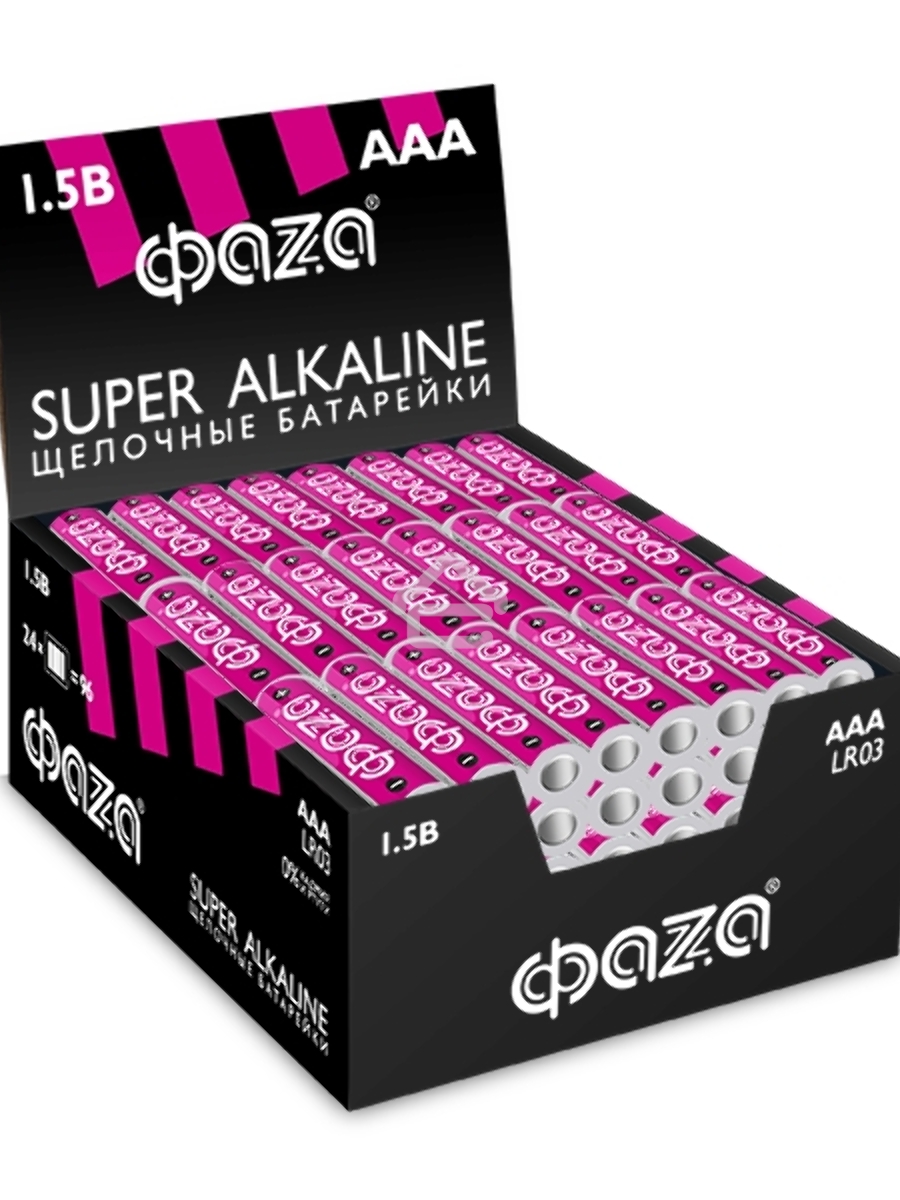 Элемент питания алкалиновый AAA/LR03 1.5В Super Alkaline box-96 display (уп.96шт) ФАZА 2854674