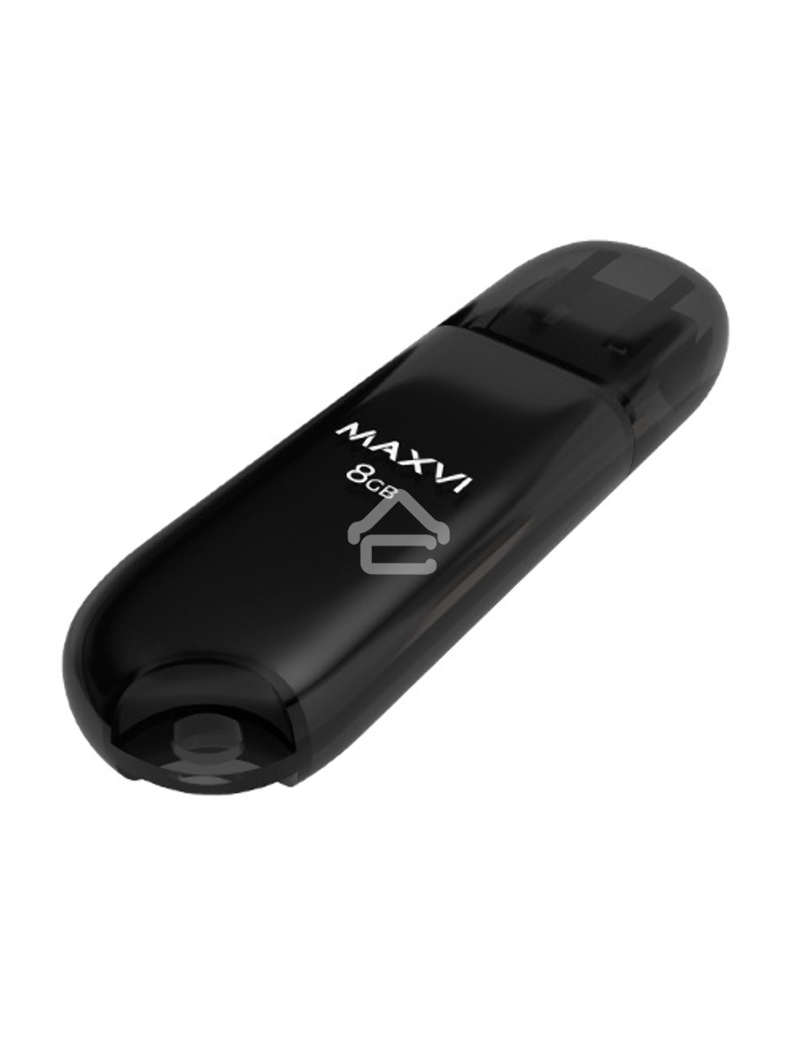 Флеш диск Maxvi P1 8GB USB 2.0 black, монолит с колпачком, ABS пластик