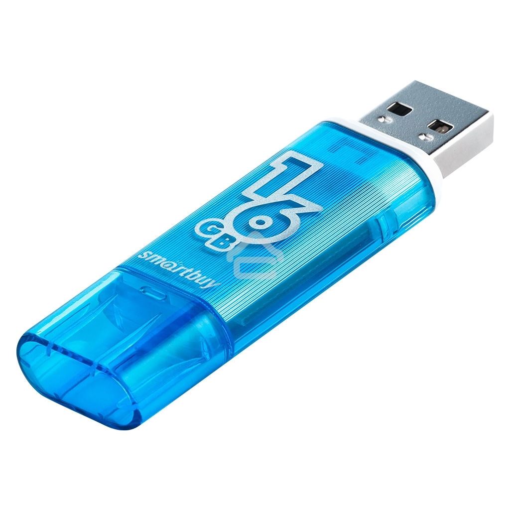 Флешка USB R/W R/W SmartBuy Glossy series Blue (SB16GBGS-B), 16Gb, USB2.0, R/W 25/15, синий