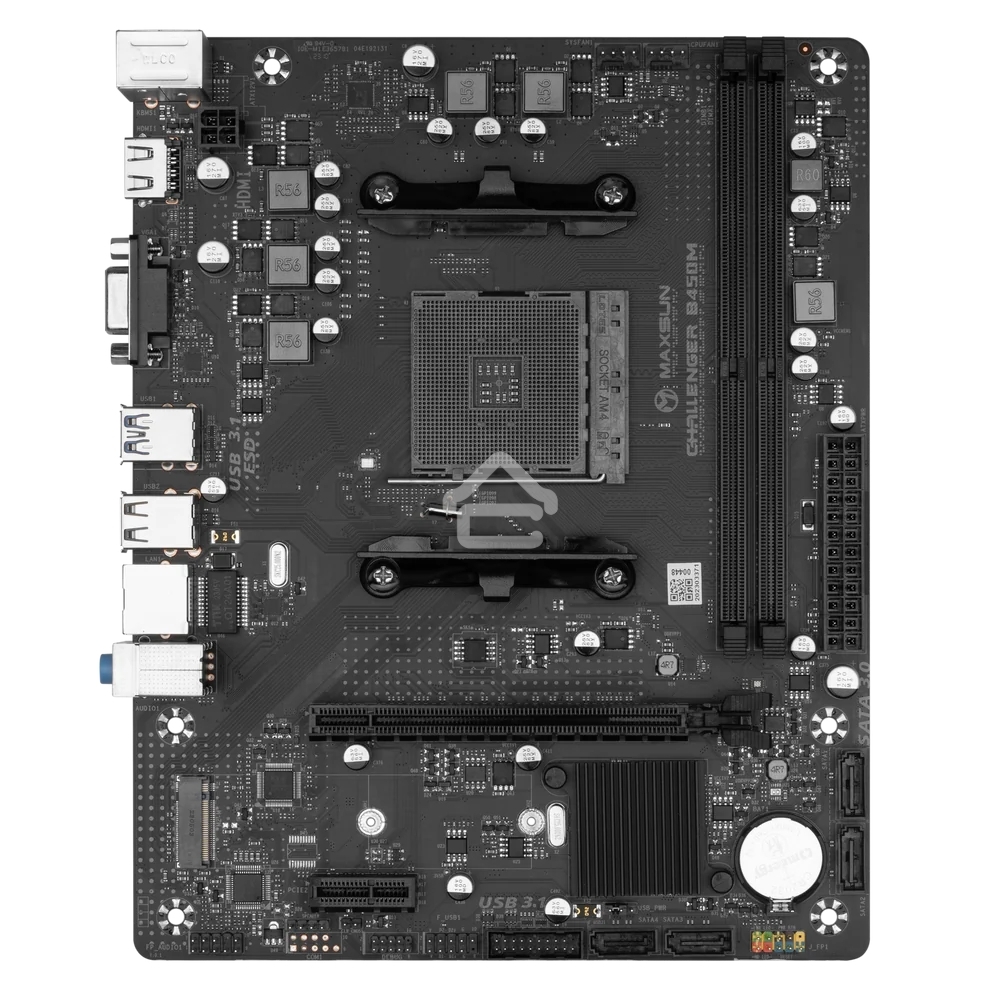 Материнская плата Maxsun Challenger B450M, AM4, AMD B450, 2xDDR4, 4xSATA, 1xM.2, 1xPCIe 3.0 x16, 1xPCIe 3.0 x1, 1xHDMI, 1xVGA, 1x 1Gb LAN, 2xUSB-A 3.2 Gen 1, 2xUSB-A 2.0, 3x3.5 мм, 5.1, M-ATX