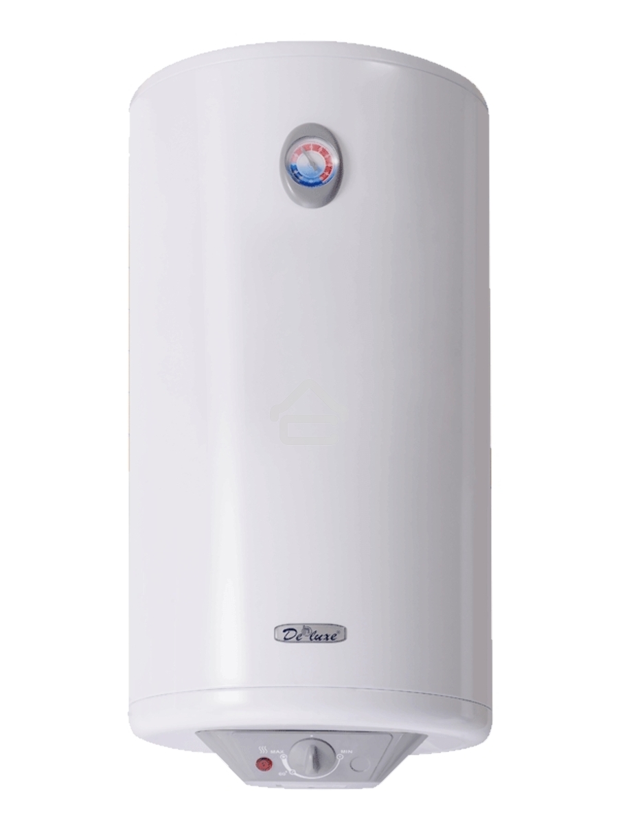 Водонагреватель De Luxe 3W50V1 Объём 50л,мощность 1,5квт,нагрев 2ч, вес 18кг,высота 733,диаметр 360мм.