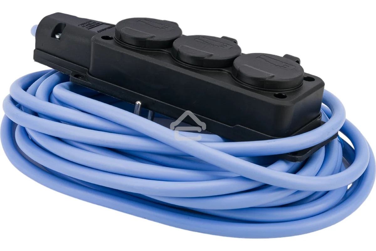 Удлинитель морозостойкий Gembird PC-3GF-R-10(IP) черный/синий, 10 м, 3 розетки, 3500 Вт