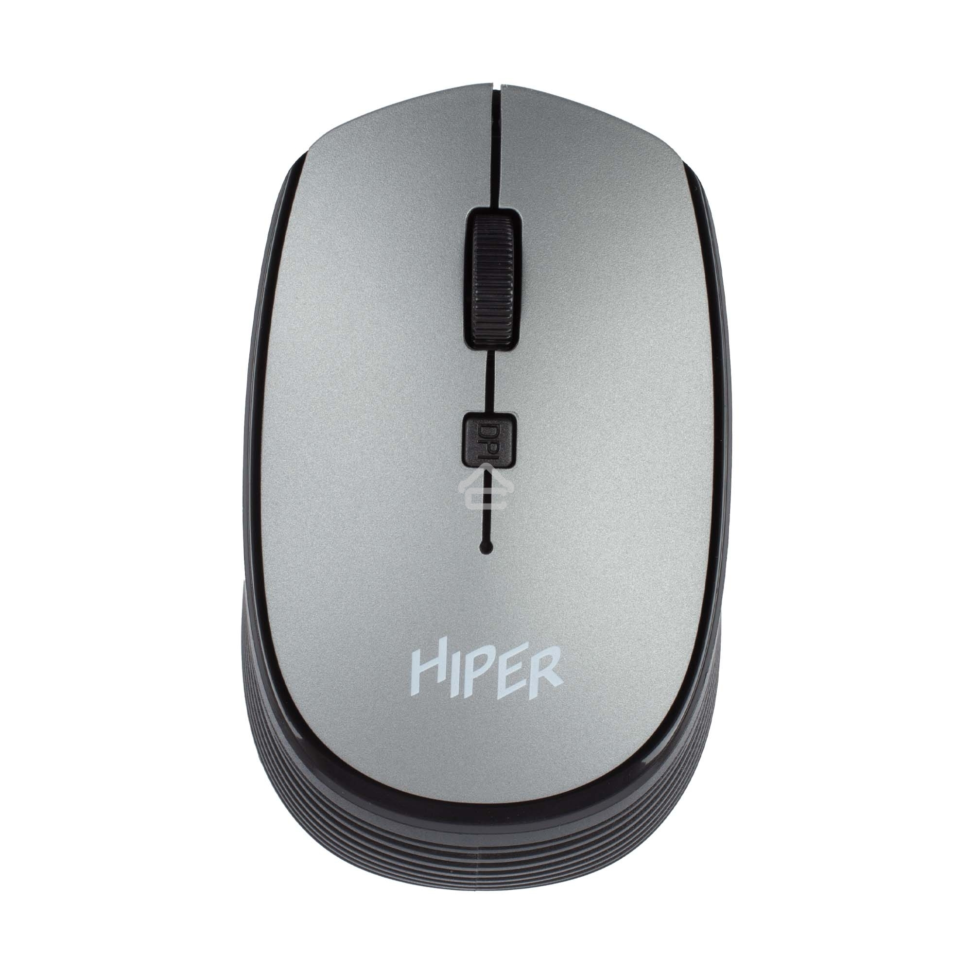 Мышь беспроводная HIPER HOMW-081 серый, 1600 dpi, радиоканал, USB, кнопки - 4