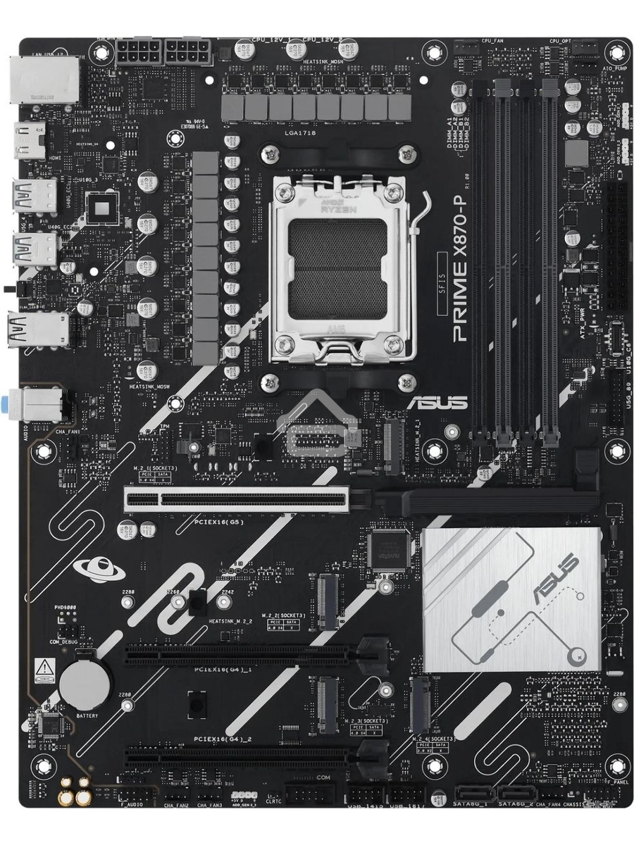 Материнская плата ASUS PRIME X870-P, AM5, AMD X870, 4xDDR5, 2xSATA, 4xM.2, 1xPCIe 5.0 x16, 2xPCIe 4.0 x1, 1xHDMI, 2xUSB-C, 1x 2.5Gb LAN, 4xUSB-A 3.2 Gen 1, 1xUSB-A 3.2 Gen 2, 4xUSB-A 2.0, 3x3.5 мм, 7.1, ATX
