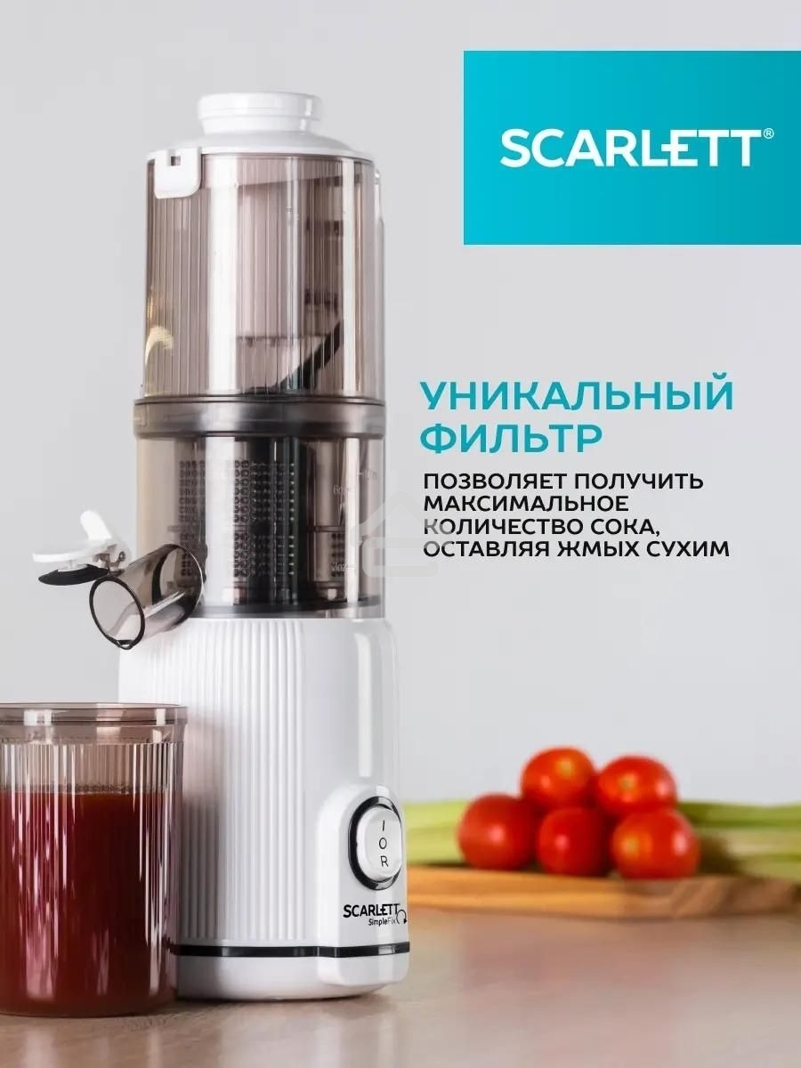 Соковыжималка шнековая Scarlett SC-JE50S63 400Вт рез.сок.:600мл. белый
