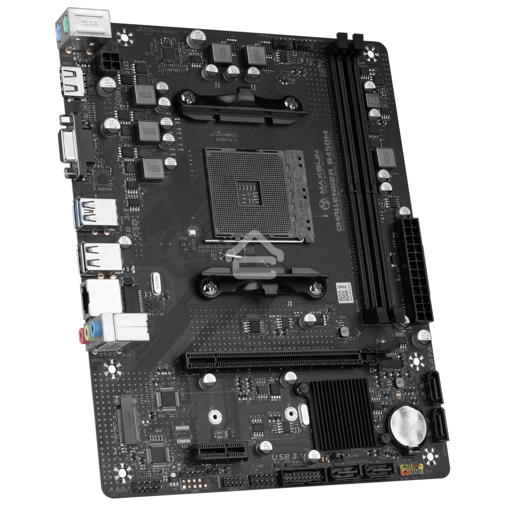 Материнская плата Maxsun Challenger B450M, AM4, AMD B450, 2xDDR4, 4xSATA, 1xM.2, 1xPCIe 3.0 x16, 1xPCIe 3.0 x1, 1xHDMI, 1xVGA, 1x 1Gb LAN, 2xUSB-A 3.2 Gen 1, 2xUSB-A 2.0, 3x3.5 мм, 5.1, M-ATX