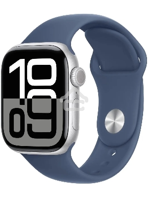 Смарт-часы Apple Watch Series 10 A2997 42мм OLED корпус серебристый Sport Band ремешок синий разм.брасл.:150-200мм