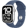 Смарт-часы Apple Watch Series 10 A2997 42мм OLED корпус серебристый Sport Band ремешок синий разм.брасл.:150-200мм