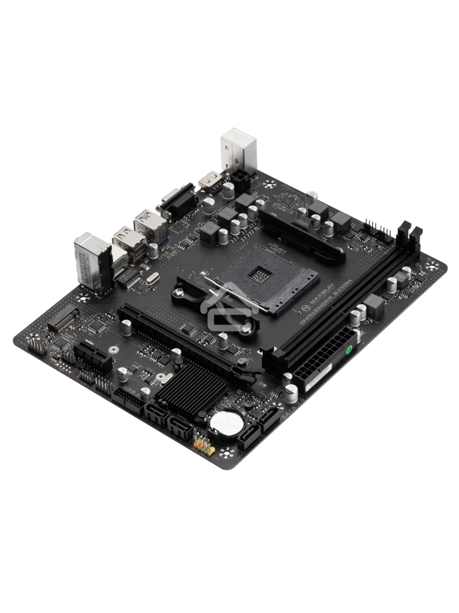 Материнская плата Maxsun Challenger B450M, AM4, AMD B450, 2xDDR4, 4xSATA, 1xM.2, 1xPCIe 3.0 x16, 1xPCIe 3.0 x1, 1xHDMI, 1xVGA, 1x 1Gb LAN, 2xUSB-A 3.2 Gen 1, 2xUSB-A 2.0, 3x3.5 мм, 5.1, M-ATX