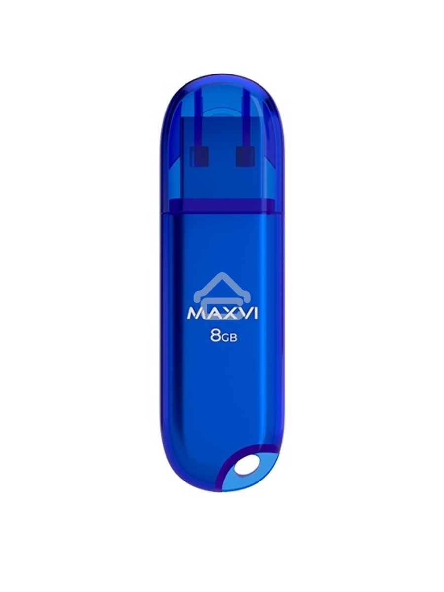 Флеш диск Maxvi 8GB P1 USB 2.0 blue, монолит с колпачком, ABS пластик
